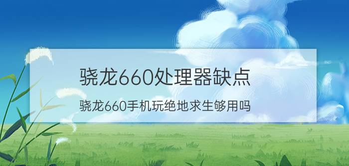 骁龙660处理器缺点 骁龙660手机玩绝地求生够用吗？